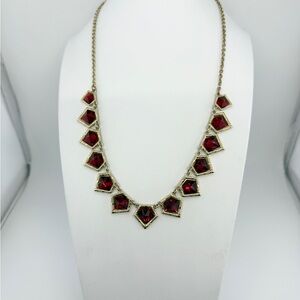 Gold-Tone Red Glass Statement Necklace - Women Jewelry